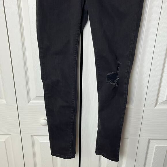 Levi's 711 Skinny Jeans Black 28 Distressed Ripped Knee - Picture 2 of 11